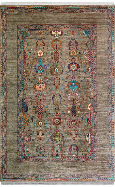 Eko halı-ANTIQUE ATK 07 OLIVE-Kolay kullanımlı Kaymaz Karabağ ve Antik Desenlere Sahip Yıkanabilir Makine Halısı