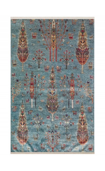 Eko halı-ANTIQUE ATK 09 AQUA-Kolay kullanımlı Kaymaz Karabağ ve Antik Desenlere Sahip Yıkanabilir Makine Halısı