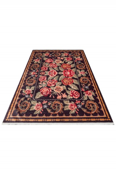 Eko halı-ANTIQUE ATK 02 BLACK-Kolay kullanımlı Kaymaz Karabağ ve Antik Desenlere Sahip Yıkanabilir Makine Halısı