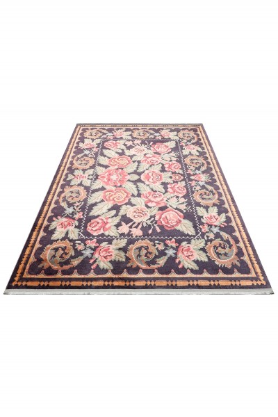 Eko halı-ANTIQUE ATK 02 BLACK-Kolay kullanımlı Kaymaz Karabağ ve Antik Desenlere Sahip Yıkanabilir Makine Halısı