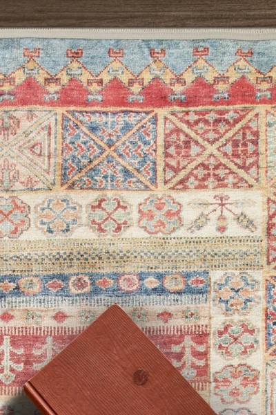 Eko halı-ANTIQUE ATK 04 MULTY-Kolay kullanımlı Kaymaz Karabağ ve Antik Desenlere Sahip Yıkanabilir Makine Halısı