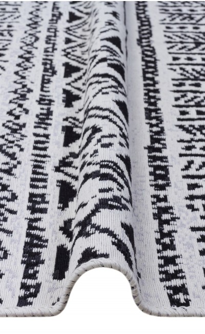 Eko Halı-ARYA AR 03 BLACK-Yıkanabilir Çift Taraflı Modern Desenli Dokuma Kilim