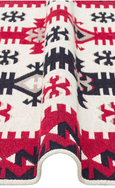 Eko Halı-ARYA AR 32 RED-Yıkanabilir Çift Taraflı Modern Desenli Dokuma Kilim