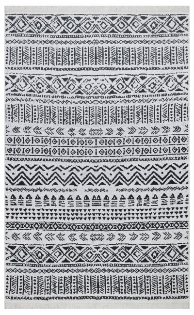 Eko Halı-ARYA AR 03 BLACK-Yıkanabilir Çift Taraflı Modern Desenli Dokuma Kilim