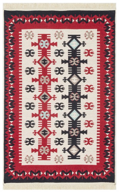 Eko Halı-ARYA AR 32 RED-Yıkanabilir Çift Taraflı Modern Desenli Dokuma Kilim