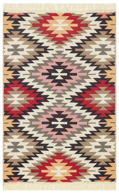 Eko Halı-ARYA AR 33 RED-Yıkanabilir Çift Taraflı Modern Desenli Dokuma Kilim