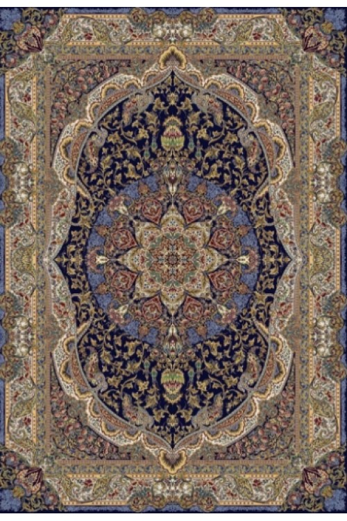 Woolknot Halı Qum İpek Saçak 2029 Lacivert Bej