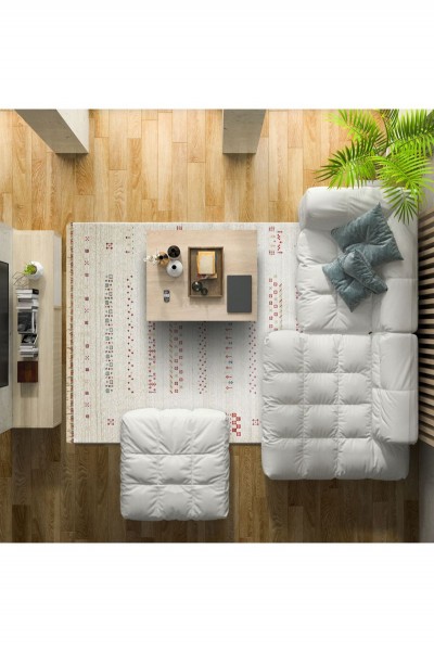 ZARA ZR 06 BEIGE Otantik Desenli Özel Hav Vermeyen ve Kolay Temizlenebilir Tensel Kullanılarak El Emeği ile Özel Tezgahlarda Üretilen Modern Uşak Halısı