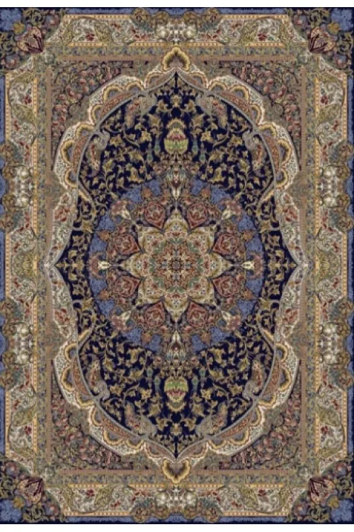 Woolknot Halı Qum İpek Saçak 2029 Lacivert Bej